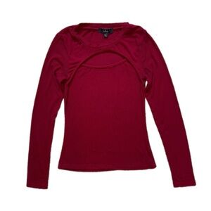 Lulus Burgundy Cutout Long Sleeve Top - Size Small!